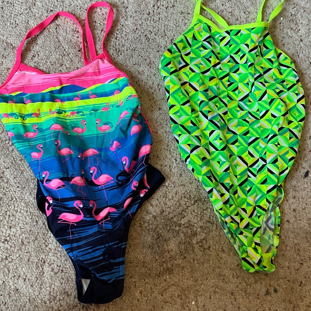 Pink & Teal Flamingo One-Piece Swimsuit